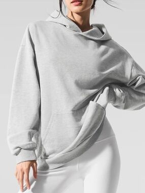 ALO Yoga | Chill Light Gray Hooded Pullover Sweatshirt